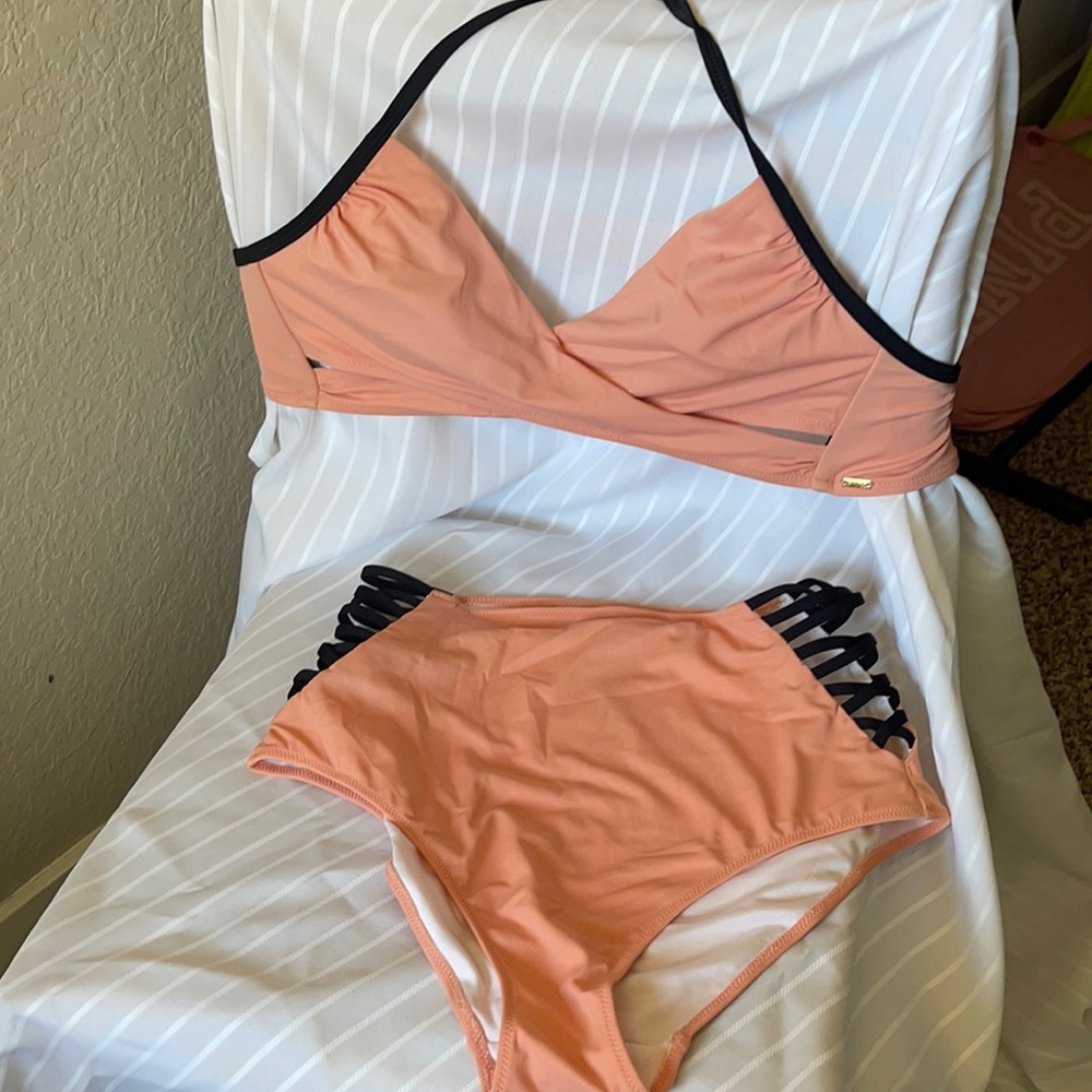 Salmon and black bikini